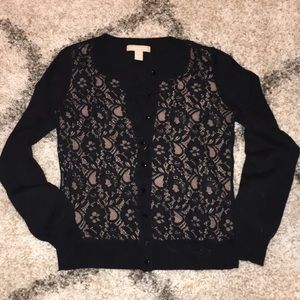 Banana Republic Black Lace Wool Cardigan Small